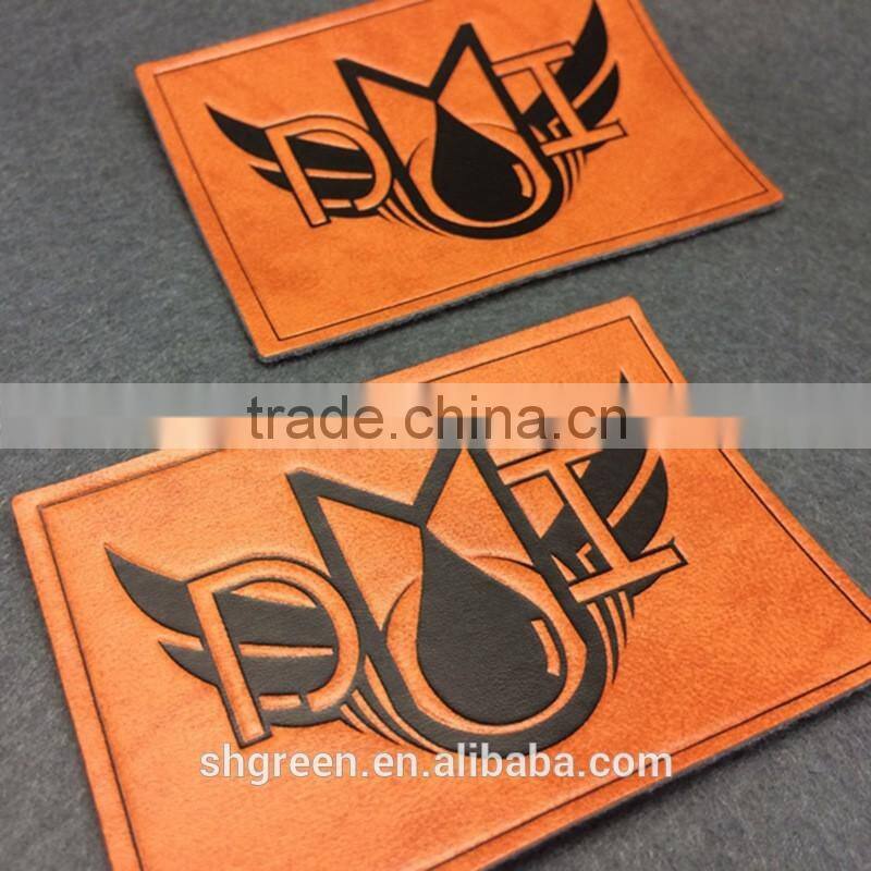 100% true leather label,sewing on leather patch