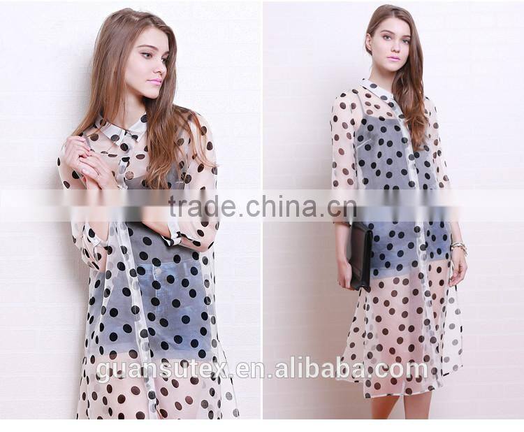 latest style organza burn out lace fabric, dot design lace fabric for women fashion dress