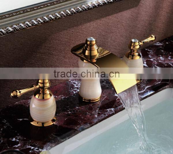 five star hotel used double handle water faucet,Taps and mixers,led glass waterfall basin tap