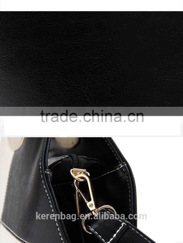 Fashion Ladies Bicolor Pu Shoulder Bag Shopping Handbag