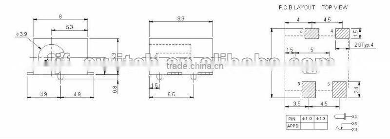 3.9mm dc power jack connector,4 pin dc socket,black
