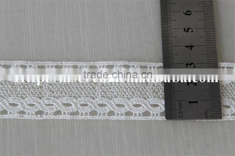 factory wholesale high quality white 3cm polyester yarn lace for sale