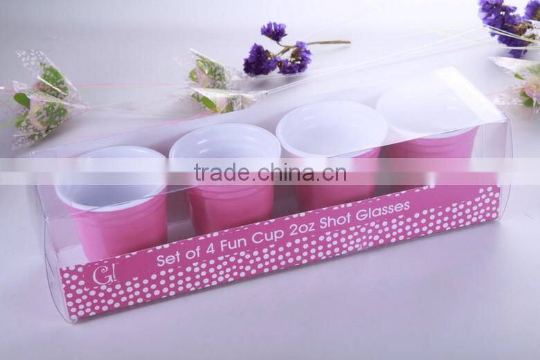 Reusable two tone Melamine Cups, 2 Ounce, Set of 4,travel mug