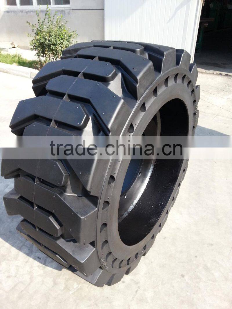 Hot sale solid skid steer tyres 10-16.5 12x16.5 with wheel rim for CAT,Bobcat, Skyjack