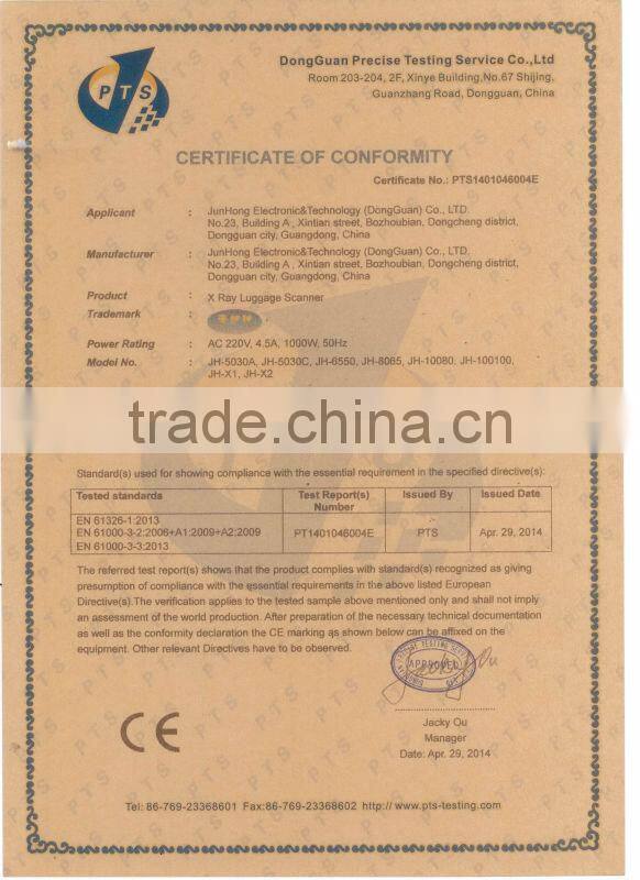 High quality and resolution x-ray baggage scanner JH-6550