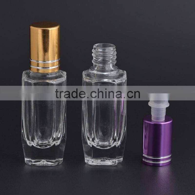12ml clear glass roll on deodorant bottles with stainless steel roller ball and black screw cap