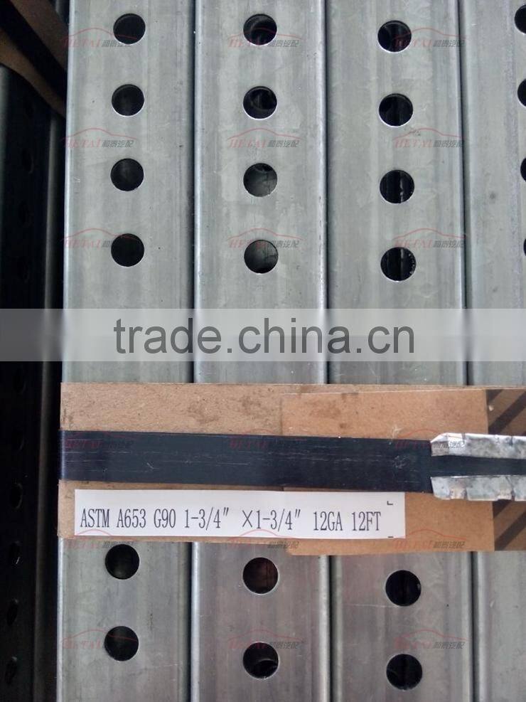 Galvanized square steel road sign post with holes