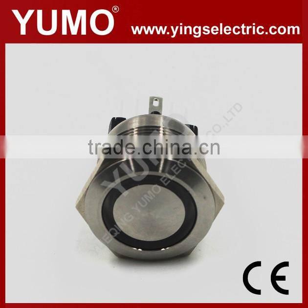 Hot sale LA19AJS ROHS 19mm flat round with ring LED IP65 momentary alternate pin terminal 5A/250VAC 5 pin push button switch