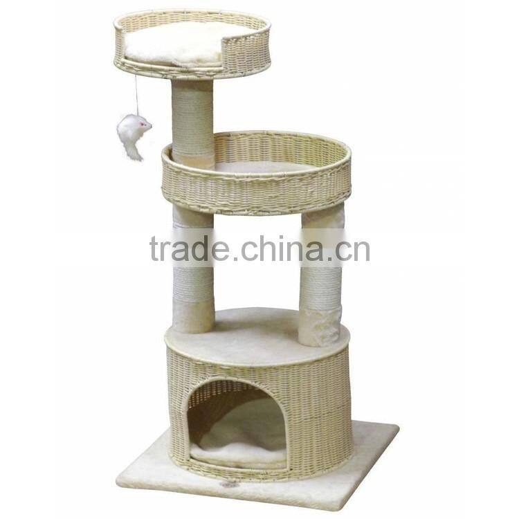 Factory supply handcraft tall cat house with toy wholesale cat trees