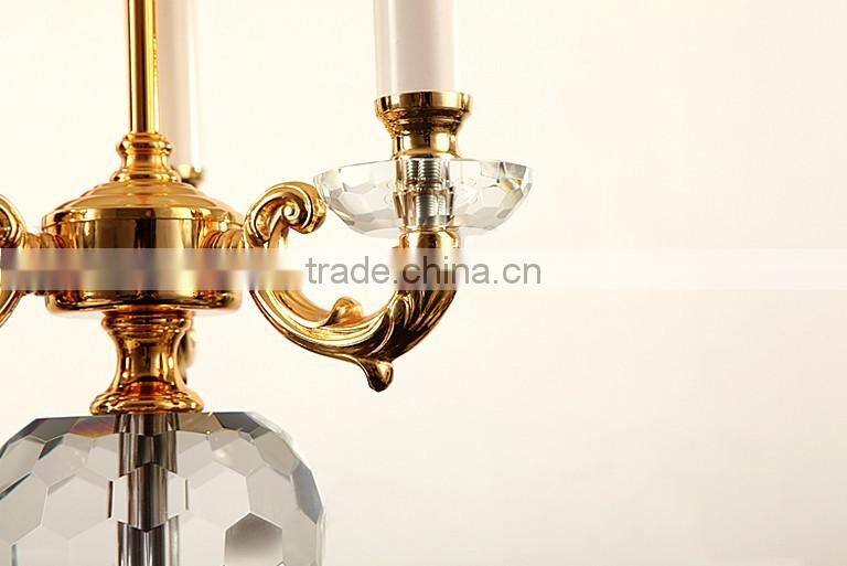 Concise design K9 clear crystal apple shape lamp body three candles table lamp