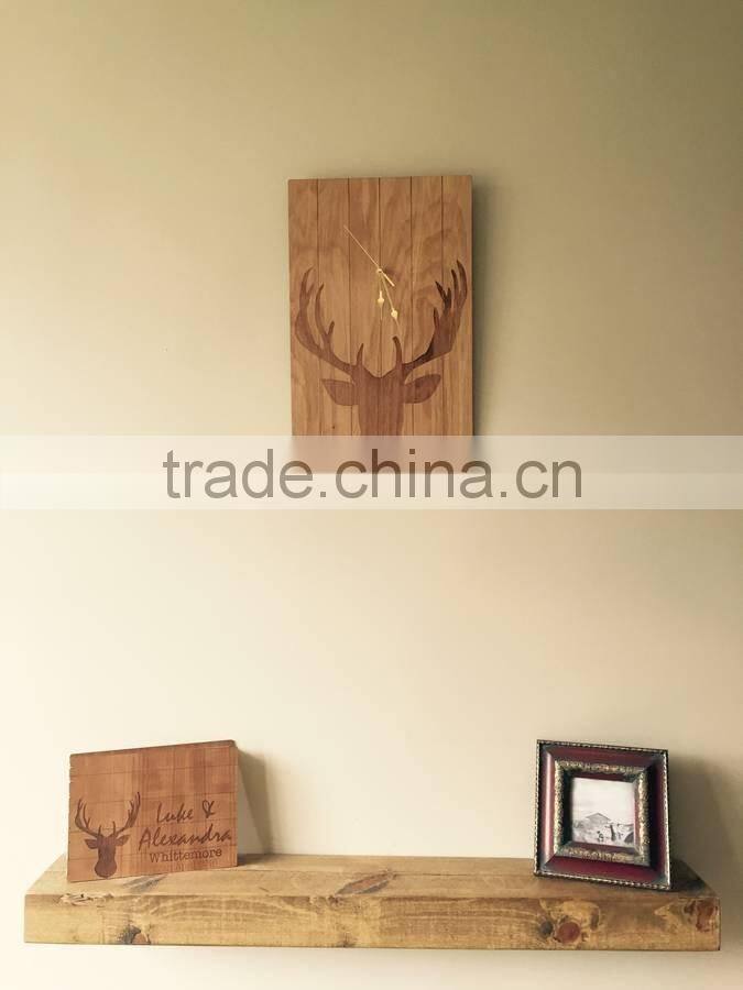 Personalized Buck Wooden Block Digital UV printing on wood Custom Wooden Poster Laser Deer Picture on Wall for Home Decoration