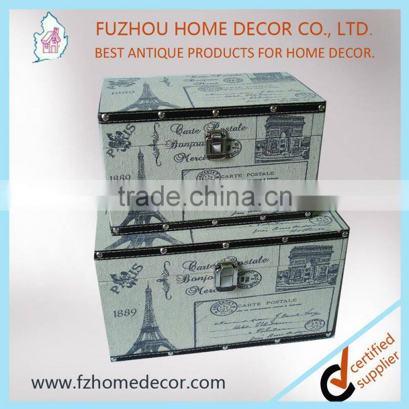 eiffel tower design Set 2 linen printing storage box