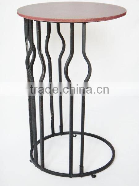 New Design Gramercy wood top Metal round coffee side table