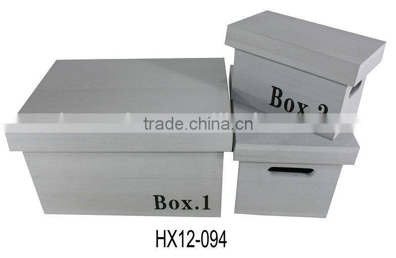 Rectangular Bamboo Storage Basket with lid S/3