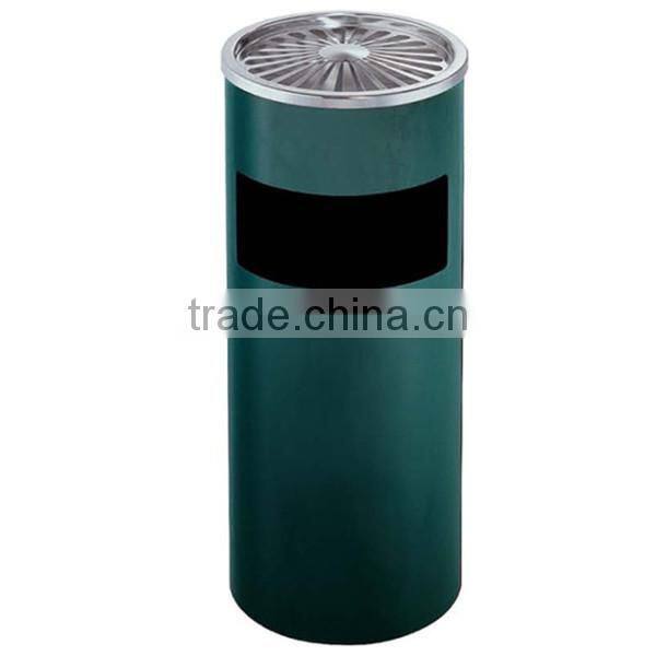 New design round-shape trash can with ashtray in gridding/ Commercial stainless steel ground ash barrel GPX-17 (Granite Pattern)