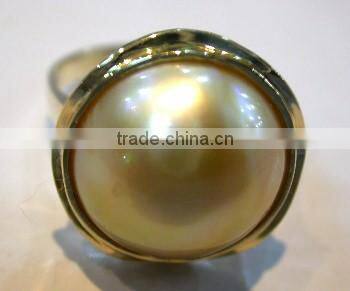 Bowknot Latest Gold Ring Designs Pearl Ring Tahitian Pearl Ring
