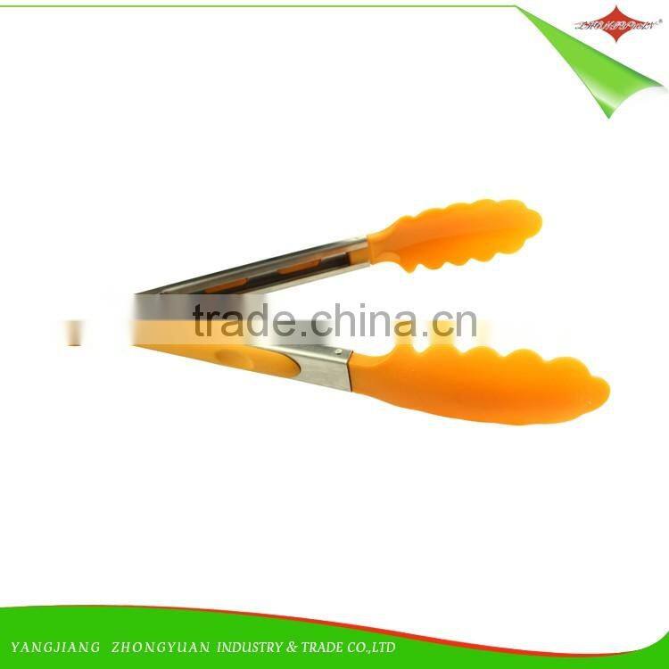 ZY-H3004 9"Food safe stainless steel bbq tongs for kitchen tools