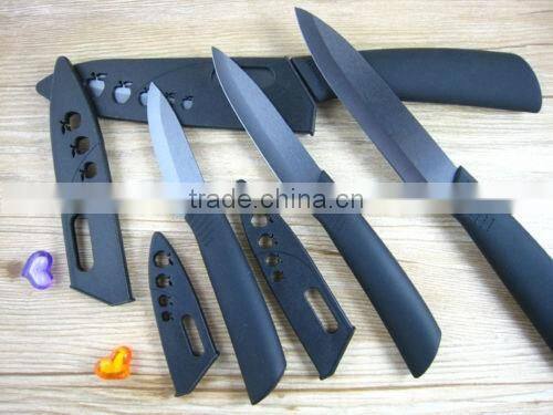 4pcs Black Blade Ceramic Knife Set Chef Kitchen Knives 3" 4" 5" 6" + Peeler