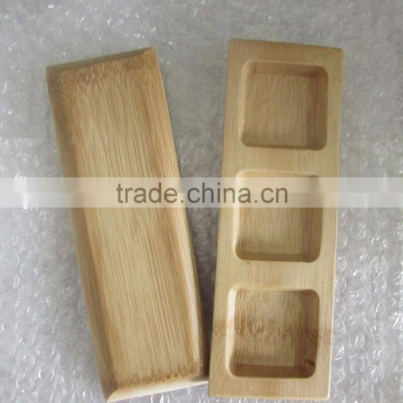 Fashion bamboo relish dish/3holes bamboo tray dish