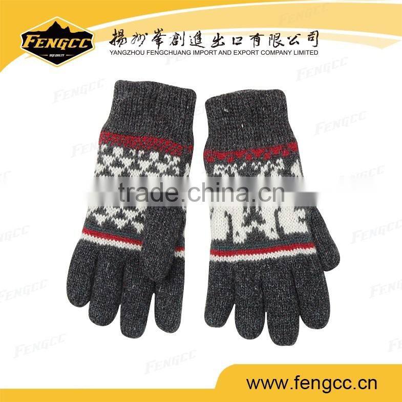 100% acrylic knitted winter gloves/jacqurad knitted gloves
