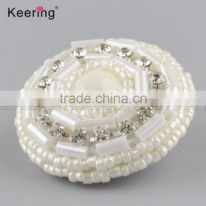 wholesale custom white beaded rhinestone buttons for clothing WBKA-294