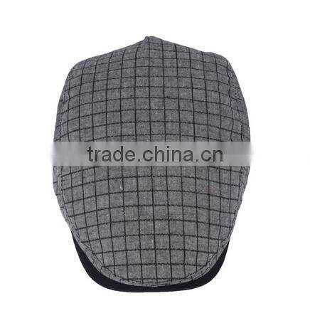 Fashion Custom Grid Fabric Hat Beret Caps good quality men cap Hat/Cap