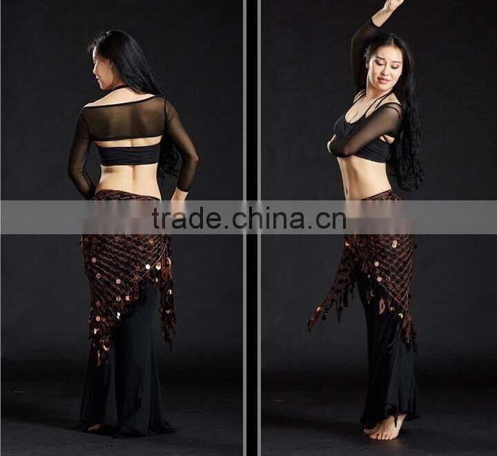Tribal triangle crochet sequin hip shawl triangle belly dance hip scarf