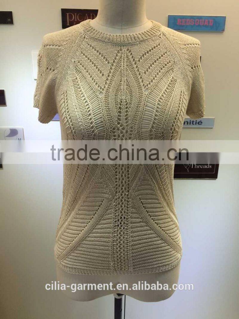 2015 fashion ladies sweater with short sleeve