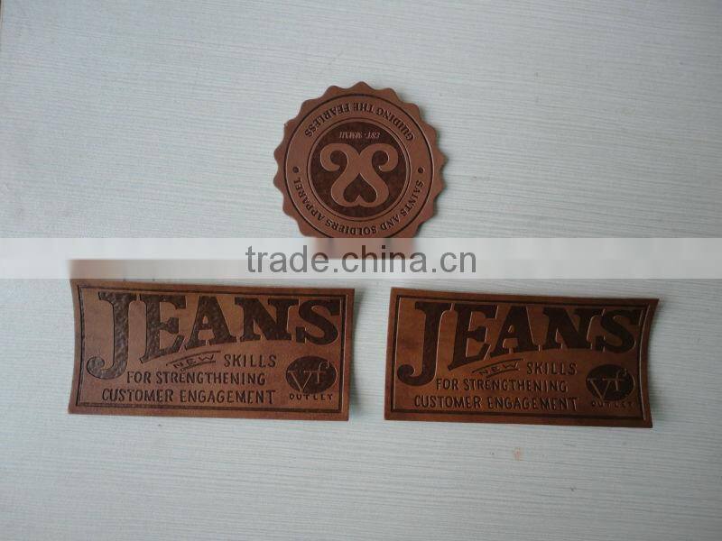 2017 high quality jeans pu leather label design