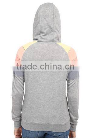 Regular fit hoodie fashionable blocked stripes shoulders cut&sew hoodies