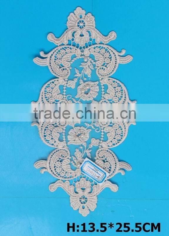 Eco friendly design champagne floral embroidery lace applique