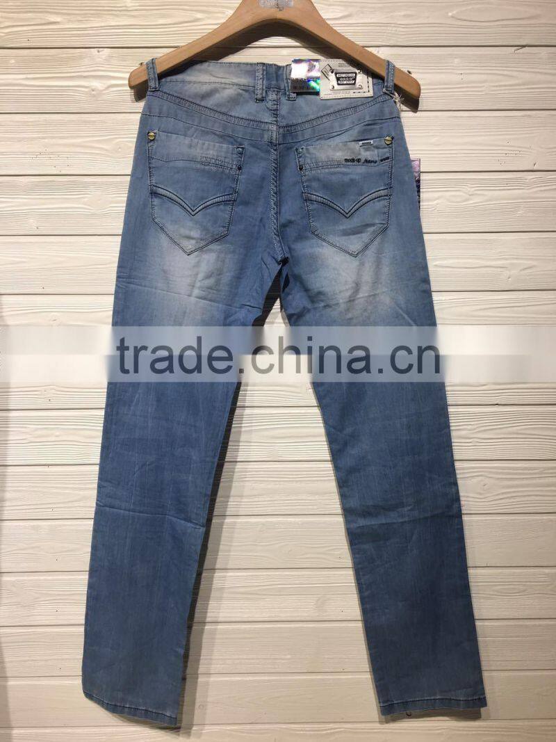 GZY Blue Straight Men Jeans Stock Lot In Bulk For South America 2017