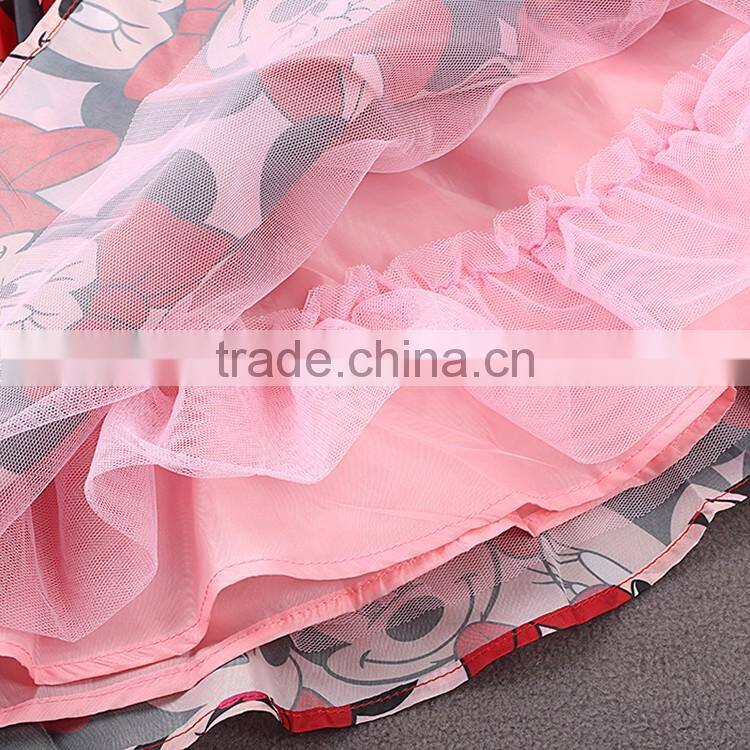 YAKUYIYI Girl's Red Cartoon Print Bow A-Line Dress for Sale