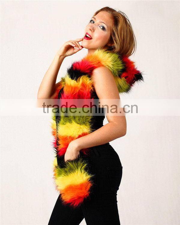 Good quality hot selling faux fur giant plush animals hood hat