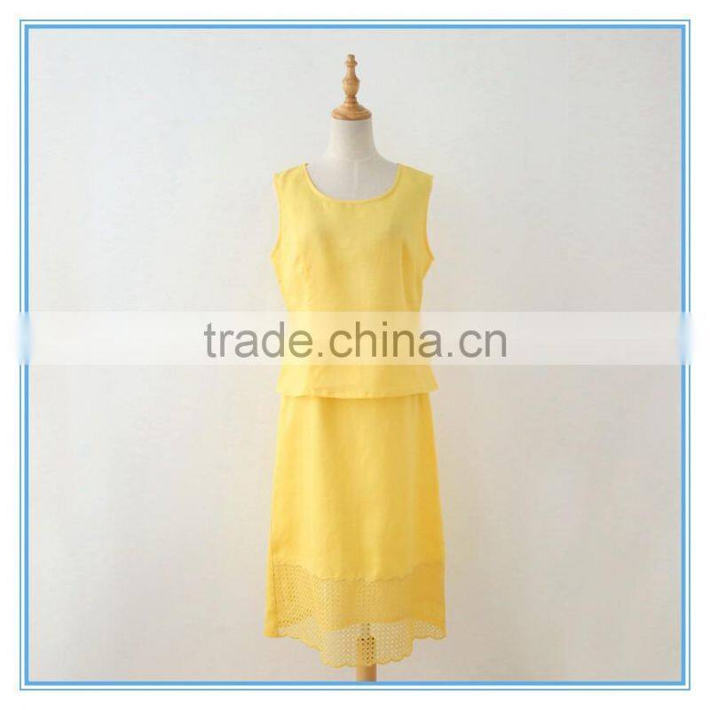 Casual ramie cotton simple 3 pcs ladies' church suits