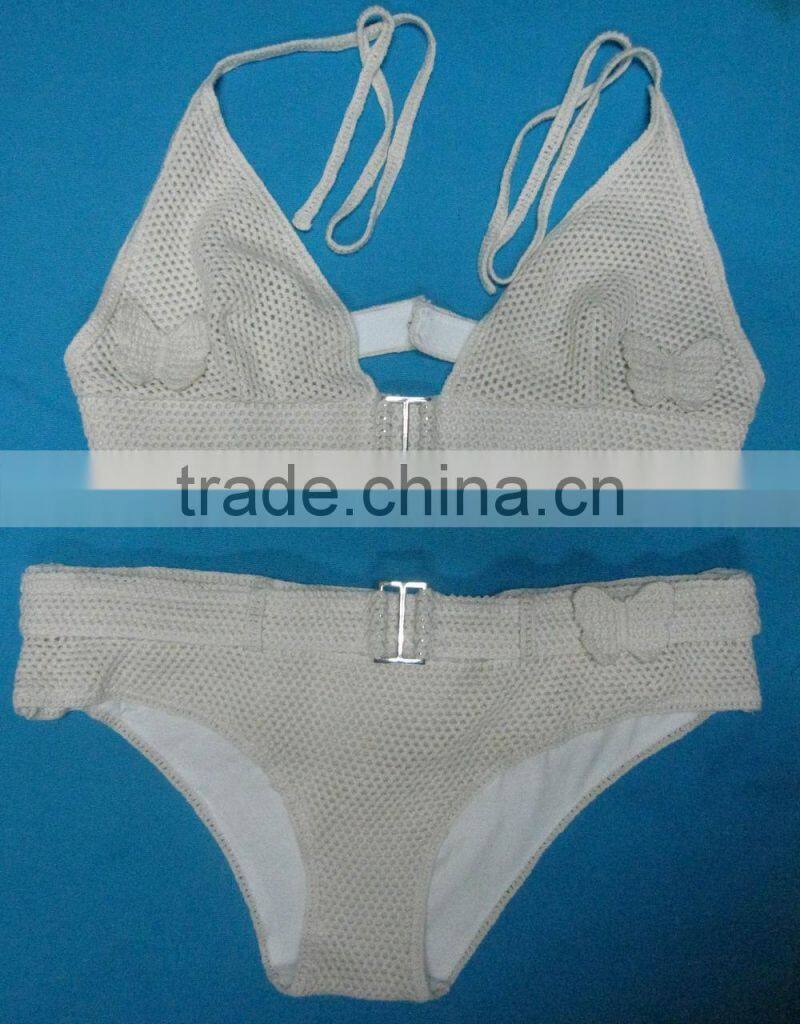 new ladies crochet cotton beach casuael bikini set