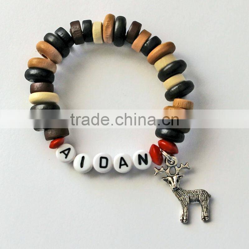 snowflakes Charm Bracelet, Personalized Name Bracelet, Party bracelet for child kids,little girl's pearl bead Christmas jewelry