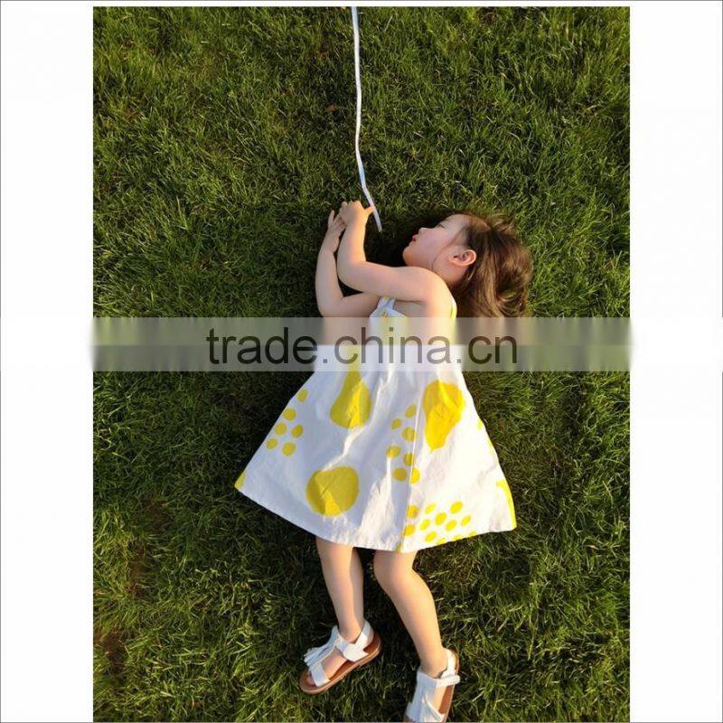 Fashion Girls Casual Blue and Yellow Sleeveless Clothing Cotton A Line Kid Dress