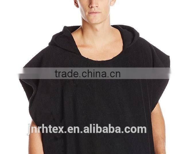 100 percent cotton black terry hooded poncho towels for adults