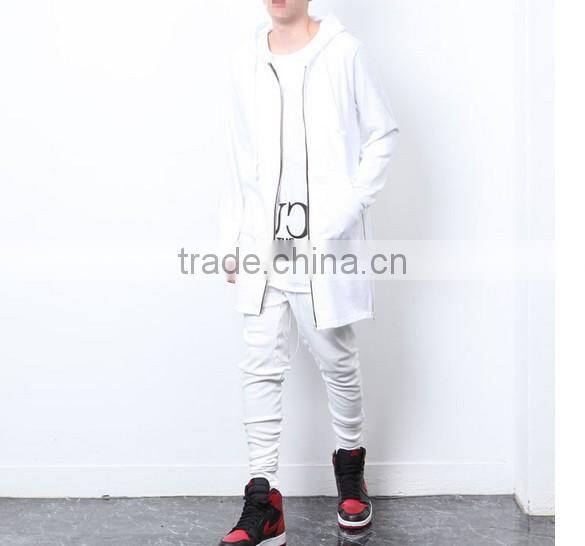 Long Black/White Side Zipper Man Hiphop Sweatshirt big and tall Hoodies
