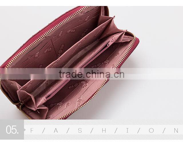 2017 Luxury Fashion Women Wallet Long Purse Bueatiful Flower Embossing Zipper Woman Leather Purse