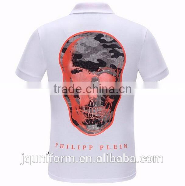 custom good quality cheap skull pattern printed polo t-shirt wholesale in China