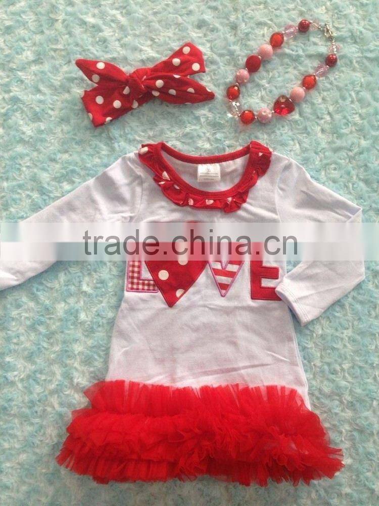 baby girls heart dress valentines dress with matching headband and chunky necklace set