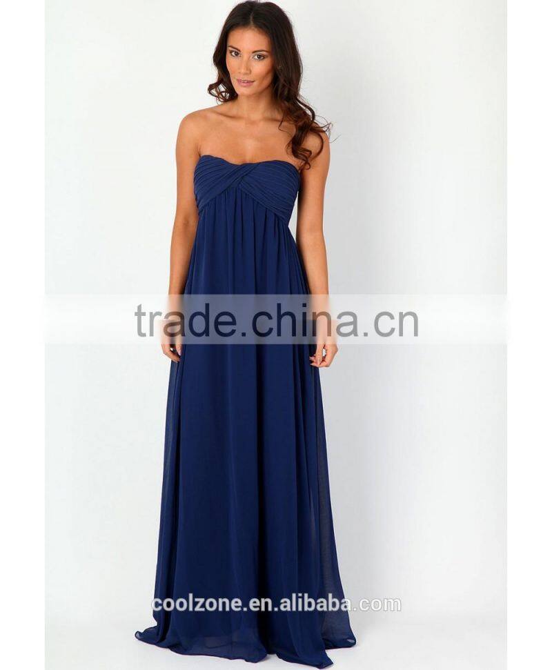 100% Polyester fully lined maxi dress women sweetheart neckline detail chiffon dress 2016
