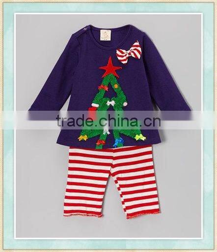 Factory prices are wholesale girl's boutique embroidered fox suit organic cotton baby clothes