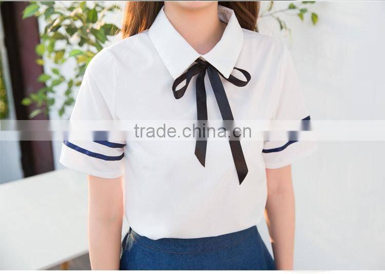 2017 new design Summer chiffon Lolita White Sailor sexy girls high school uniform design