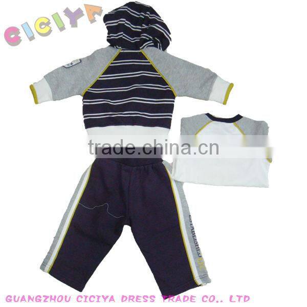Custom animal design hoody baby boys cute fleece 3pcs pajama sets