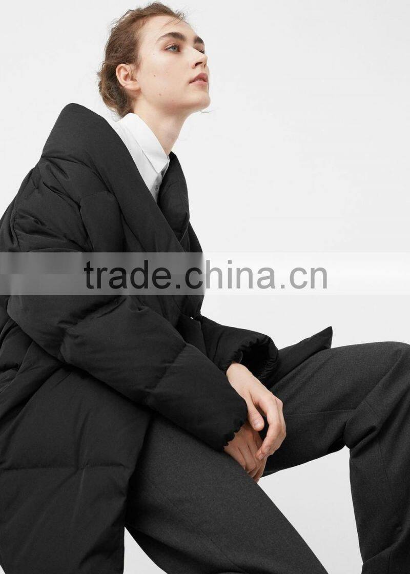 Women's black quilted loose fit down garment/jacket