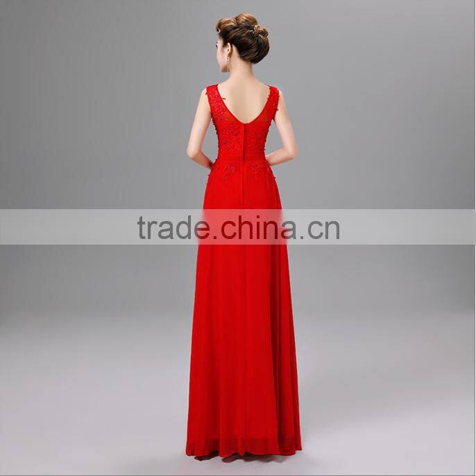 2016 fashion wedding bridesmaids red slim long banquet evening gown dress for sexy ladies