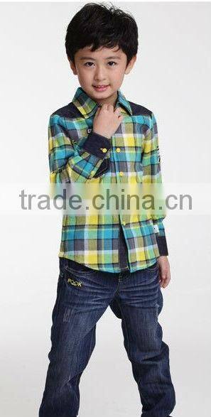 100% cotton fashion long sleeve yarn dyed check shirts for boys with one pocket